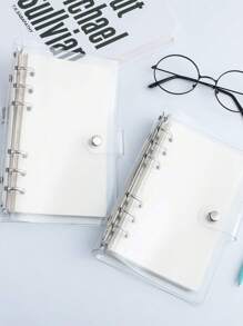 1 Caderno Criativo, PVC, Fichário Tátil de Folhas Soltas, Capa de Caderno Transparente para Anotações, De Volta às Aulas, Material Escolar