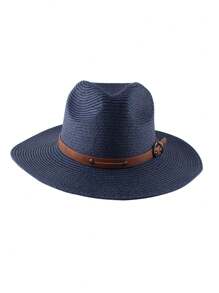Nouvelle casquette à visière, chapeau plat de style rétro français pour homme, protection solaire pour les voyages à la plage d'été, grand bord de couleur unie, chapeau en polyester bohème coupe-vent avec protection UV, printemps/été