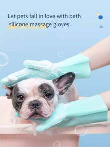 Pet Dog Cat Bath Gloves, Bath Brush, Pet Bath Massage Hair Removal Gloves, Scrubbing Brush, Hair Removal And Grooming Tool, Anti Scratch Silicone Bath Brush Supplies