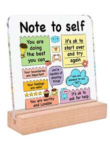 1pc Inspirational Acrylic Desk Plaque Sign With Wooden Racks, Home Desk Bookshelf Multi-Function Decorative Ornaments, Office Desktop Decoration, Desk Motivational Gifts For Family, Colleagues And Friends, Handicraft Decoration,School Supplies,Back To School - Multicolor - View 4