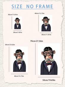 1/3Pcs, Optional Frame, Monkey Canvas Wall Art Deco, Classic, Modern Styles - Animal Theme Ink Art Prints - Indoor & Outdoor Use, Home Office, Living Room, Bedroom, Bathroom, Restaurant Decor - Spring & Summer Seasonal
