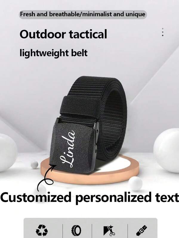 Customized Personalized Text Unisex Sports Belt With Automatic Buckle, Woven Design, Suitable For Commute, Weekend Casual, Festive Occasions - Ideal Gift For Men And Women, Secure Waistband | Unisex Belt | Woven Texture Belt, Solid Color Casual Nylon Belt, Spring/Summer/Autumn/Winter
