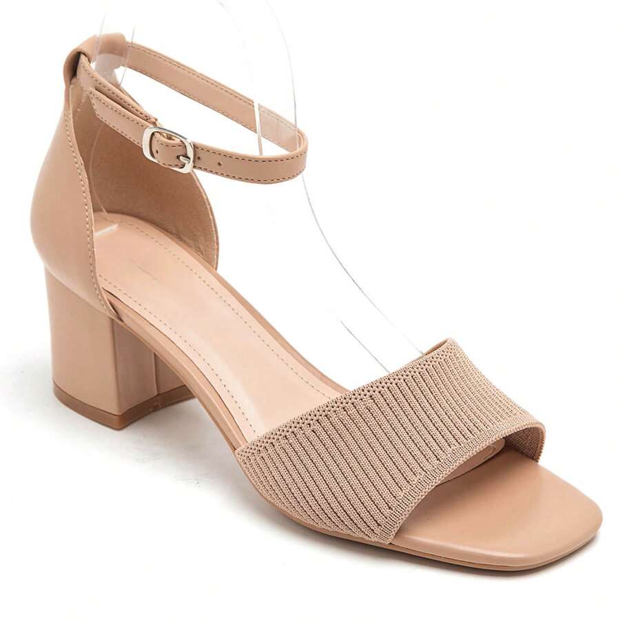 Summer Fashion Versatile Minimalist High Heel Sandals - Khaki - View 1