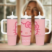 Sanrio Sanrio 1-Piece 40oz Hello Kitty Tumbler, Stainless Steel Vacuum-Insulated Thermal Cup With Large Capacity, Keeps Hot And Cold Beverages, Ideal For Outdoor Sports, Office, And Home Use. Perfect Gift For Birthdays, Mother's Day, Graduations, And Back-To-Season.