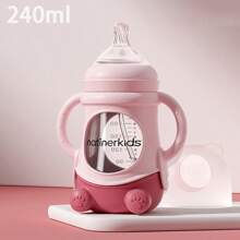 1pc 150ml/240ml Baby Glass Feeding Bottle, Wide Neck Anti-Colic Anti-Drop With Silicone Protective Sleeve - Multicolor - View 5