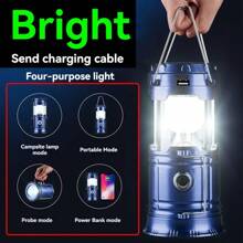 1pc Solar Multifunctional Handheld Camping Lamp Tent Lamp LED Portable Flashlight Portable Waterproof Emergency Powered Work Light Rechargeable Led Torch 2025 New Upgraded - As Shown In the Figure - View 2