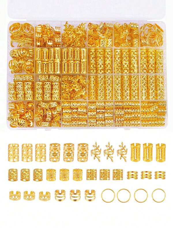 220 pezzi di accessori per capelli dorati Cecillia, gioielli per treccine, gioielli per capelli da donna, anelli e bracciali metallici per acconciature con dreadlock, perline per trecce, fermagli per capelli stile boho, accessori per la scuola