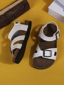 Chanclas blandas de corcho con hebilla plana para niños, sandalias casuales de estilo coreano personalizadas para uso en exteriores