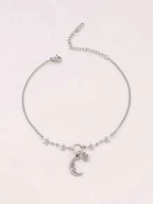 1 件装不锈钢锁月心形吊坠链脚链女式时尚星星链脚踝手链沙滩珠宝 - 腳鍊 - 查看 12