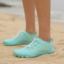 女士舒适水鞋 - 透气、快干、防滑、轻便 - 非常适合室内健身、涉水、溪流、海滩、泳池、瑜伽和水中有氧运动 - 藍 - 查看 4