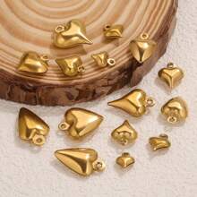 20pcs 304 Stainless Steel Fashion Minimalist 18K Gold Plated Heart Hollow Pendant, Handmade Pendant Necklace, DIY Jewelry Accessories Pendant, Gift For Women - Pendant - View 3