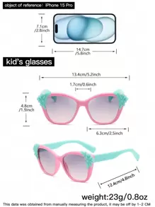 1 Set Girls' Square Fashion Glasses And Colorful Glasses Chain, Suitable For Daily Wear, For Kids - Pink - View 4