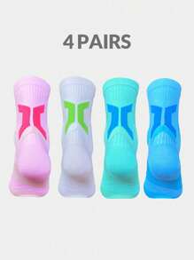 1 Pair/4 Pairs Unisex American Style Basketball Socks, Professional Grip, Moisture-Wicking Sports Socks - Multicolor - View 13