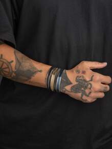 2025 奢华不锈钢时尚手镯，奢华朋克个性化多色开口袖口手镯珠宝配饰男士礼物 - 開口手鐲 - 查看 11