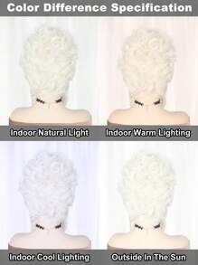 Women's Short Golden Curly Beehive Wig With Bangs, 18th Century Colonial Era Lady Role Play Wig, Party Costume Wig, Fluffy Curly Wavy Updo Wig, Colonial Era Princess Wig, 18th Century Queen Wig, Fluffy High-Temperature Resistant Synthetic Fiber Wig, Fluffy Large Curl Golden Wig - Gold - View 8