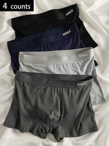 4pcs Men's Solid Color Comfortable Simple Style Briefs Underwear