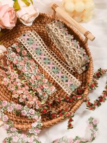 1 Yard Floral Lace Ribbon Decoration, Used For Sewing, Gift Packaging, DIY Crafts, And Bridal Wedding Decoration. Flower Buds, Silk Edges, Ribbons, Retro Style Edges, Fabrics, Embroidery Stickers, Sewing Techniques, Wedding, Banquet, Party Clothing Decoration