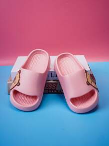 Chinelos de Espuma para Crianças, Sola Antiderrapante Leve e Macia, Tira Casual Confortável e de Secagem Rápida, Cor Sólida Simples com Sola Grossa, Adequado para Meninos e Meninas, Sandálias de Praia - Rosa chiclete - Visão 8