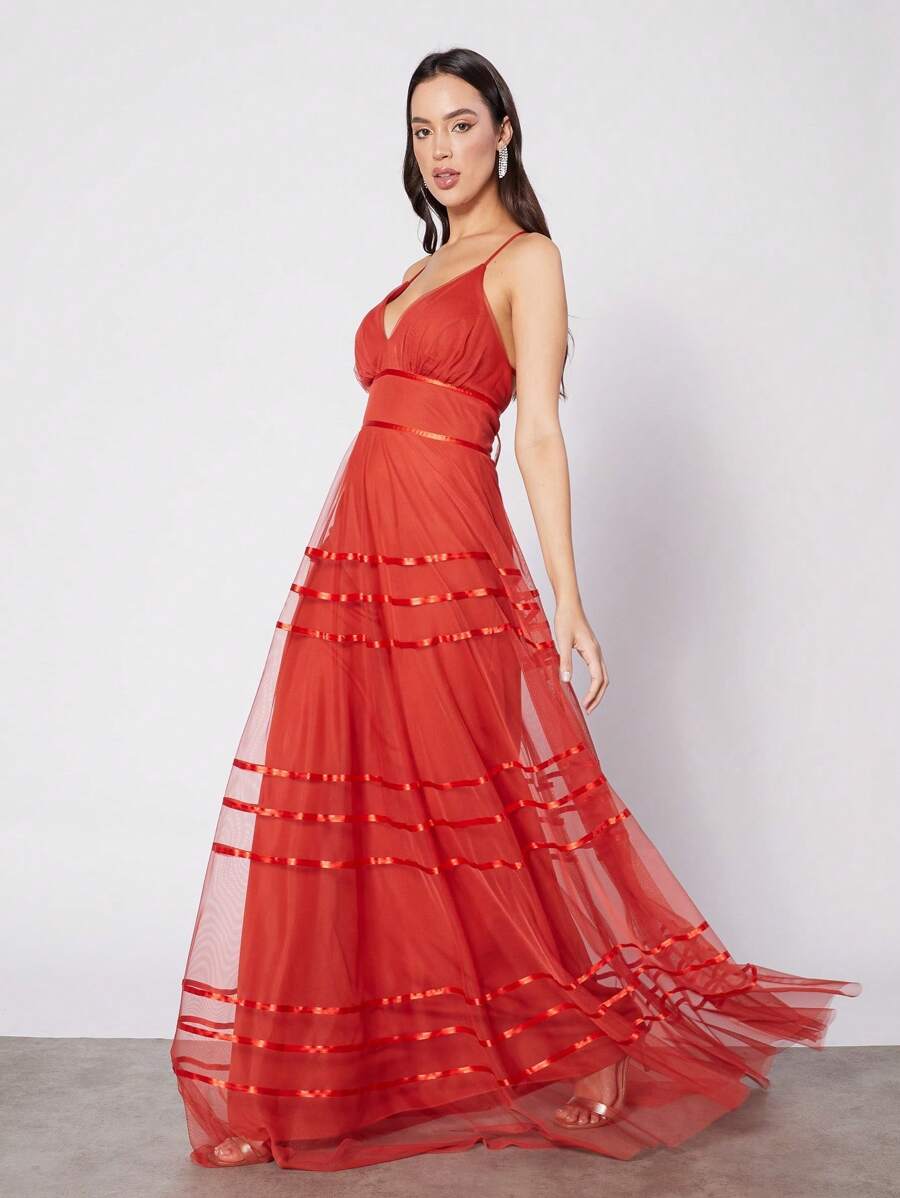 Party Dress SimplePartyFabricPartyParty - Burnt Orange - View 1