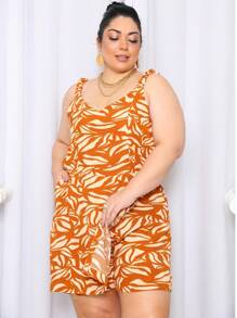 Women's Plus Size Jumpsuit Short Skirt With Printed Lining Summer - 顏色 23 - 查看 3
