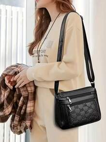 1pc Women's Shoulder Bag, Casual Fashion Crossbody Bag, Wear-Resistant And Secure. With Zipper And Adjustable Shoulder Strap. Can Hold Phone, Wallet, Cosmetics And Daily Necessities. Suitable As Mother's Day Or Holiday Gift For Mom