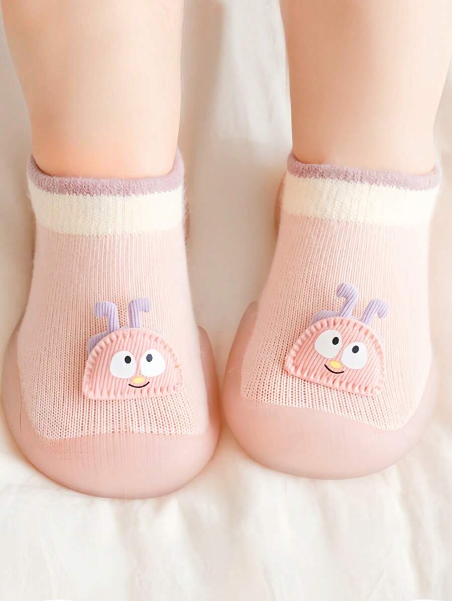 1 par de calcetines antideslizantes transpirables para bebés/niños pequeños con suela blanda en color rosa - Rosa - Ver 1