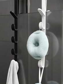 4pcs Over-The-Door Hooks - Easy To Install Multi-Purpose Storage Rack For Coats, Towels, Bags - Plastic, 5 Hooks Each, White, Black, Gray - Ideal For Bathroom, Entryway, Wardrobe - Multicolor - View 9