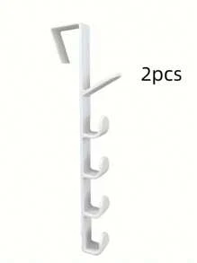 4pcs Over-The-Door Hooks - Easy To Install Multi-Purpose Storage Rack For Coats, Towels, Bags - Plastic, 5 Hooks Each, White, Black, Gray - Ideal For Bathroom, Entryway, Wardrobe - Multicolor - View 13