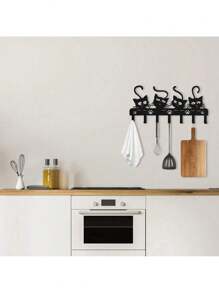 1 件可爱黑猫形铁艺钥匙架，装饰性钥匙收纳壁挂挂钩，适用于客厅、卧室、办公室、乔迁和生日礼物 - 黑色 - 查看 8