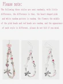 Pink Flower Lariat Phone Lanyard With Bow - Pink - View 10