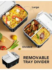 Fiambrera inalámbrica para adultos EAST OAK, fiambrera eléctrica con calentamiento automático y batería, calentador de comida portátil de 5.5 tazas con bandeja divisoria extraíble - Negro - Ver 10