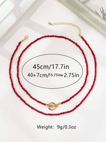 2pcs Set Of Fashionable Simple Pearl Beaded OT Choker Necklaces