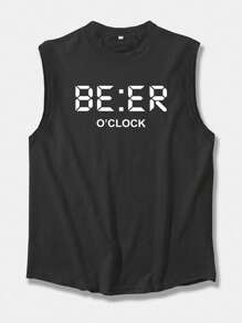 Plus Size Men's Solid Color Crew Neck Casual Loose Fit Tank Top