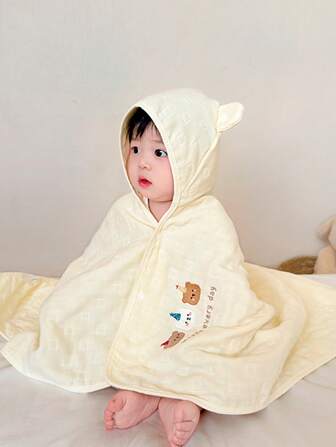 1 件婴儿连帽毛巾柔软吸水浴巾适合新生儿、幼儿、婴儿、男女通用、新生儿沐浴必需品、婴儿洗澡礼物