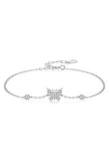 1 pieza Elegante pulsera de mariposa de plata de ley 925 con circonita cúbica, grácil para uso diario, apropiada para Navidad, Día de San Valentín, Día de la Madre, regalo de joyería de Año Nuevo