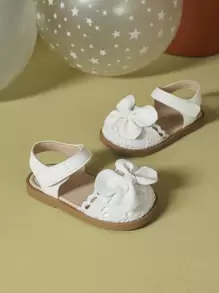 Girls Woven Summer Sandals, New Fashionable Bow Decor Cute Flat Shoes
