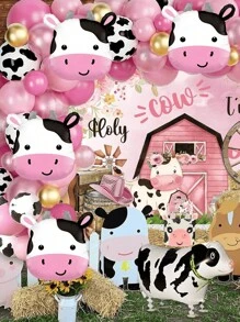 4 个可爱黑白牛头铝箔气球，适用于母亲节、生日、动物派对、农场主题、节日庆典、室内外派对装饰