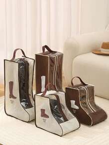 Boots Storage Bag, Portable Widen Tall Boots Storage, Short Shoe Bags For Storage, Brown Shoe Dust Proof Bags, Shoe Travel Bags For Packing, Cowboy Boots, Home Storage,Elegant Shoes Storage Bag Travel Home Non Woven Boot Bag