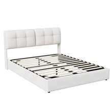 Upholstered Bed 160x200 Cm, Double Bed With Underbed Chest Of Drawers, Hydraulic Bed With Slatted Frame And Headboard, Without Mattress