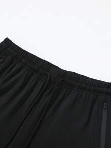 Lightweight Elastic Ice Silk Sports Jogger Pants, Men's Solid Color Casual Comfortable Versatile Long Pants, Summer - Black - View 5