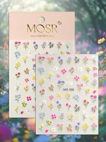 1 张春夏花卉主题美甲贴纸，包含各种盛开的花朵、雏菊和带枝条的花卉材料，适合女性、女孩、家庭和个人 DIY