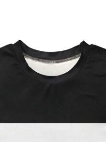 Contrast Color Print Sporty Round Neck Short Sleeve Top & Leggings