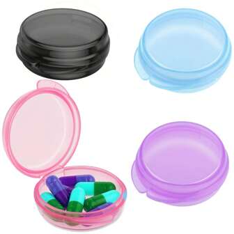 JBNG 4 PackTravel Pill Case Portable Daily Pill Organizer Mini Medicine Storage Container For Pocket Purse Cod Liver Oil Storage Box Earplug Case