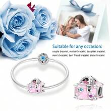 1pc Y2K Style Beaded Pink Handbag, Heart Decor, Suitable For DIY Bracelet, Necklace, Fashion Accessories, Suitable For Parties, Weddings, Festivals, Daily Wear, Valentine's Day, Beautiful Gift For Girls Or Classmates - Pink - View 6