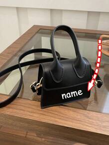 1pc Customizable Text, Name Fashion Girl Solid Color Pu Flip Closure Mini Bag Fashion Retro Handbag Versatile Shoulder Crossbody Small Square Bag Suitable For Daily Use, Multi-Functional, Ornamental, Letter, Stylish, Modern, Colorful, Cute, Adorable, Casual, Soft, Custom, Personalized, Unique, Customized, Baby Gifts, Ideal Gifts For Him, Ideal Gifts For Her, Son, Daughter