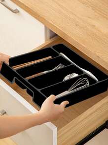 1pc/5 intervalos bandeja organizadora de gaveta de talheres, armazenamento de talheres de plástico para gaveta de cozinha, divisor de suporte de talheres e utensílios para colheres, garfos, facas, utensílios de mesa, organizador de utensílios, organizador de colheres, organizador de cozinha