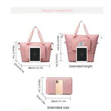 1pc Women's Travel Bag, Large Capacity Wet & Dry Separated Sports Gym Bag, Swim Bag, Carry-On Luggage, Foldable Maternity Bag - Pink - View 3