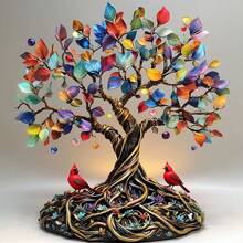 1 PC Charming Colored Tree North American Cardinals 2D Acrylic Desktop Decoration, Suitable For Home Decoration, Room Decoration, Office, Restaurant, Coffee Shop And Other Scenes As Desktop Art Decoration, Suitable As Holiday Gifts For Family And Friends.