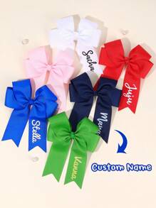 1 pieza Pinza de pelo con lazo personalizada para niñas, lazo de animadora con nombre impreso, lazos de pelo personalizados para porristas, pinza de pelo con moño adorable, adecuada para decoración diaria del cabello, regalo para niñas, multifuncional, ornamental, letra, elegante, moderna, colorida, adorable, casual, personalizada, única, regalo ideal para él, regalo ideal para ella