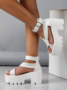 2026 Spring/Summer New White Thick Sole Open Toe High Heel Sandals, US Casual Vacation Platform Wedge Sandals, Black Thick Sole Ladies Sandals